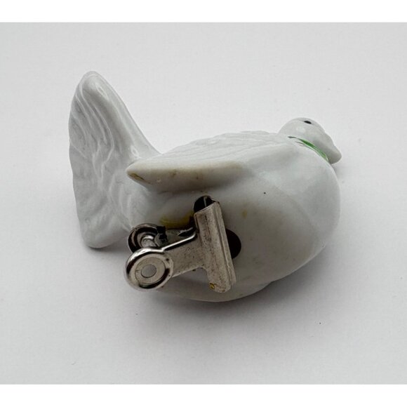 Vintage Dove Christmas Tree Ornament Clip On Peace White Bird Hand Painted - Picture 6 of 9